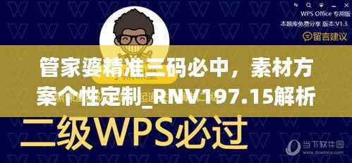 管家婆精准三码必中,素材方案个性定制_RNV197.15解析