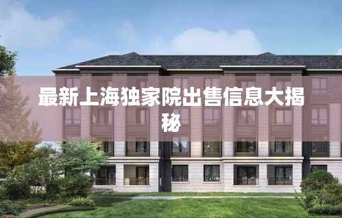 最新上海独家院出售信息大揭秘